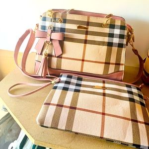 Prettiest pink plaid shoulder bag&crossbody NEW